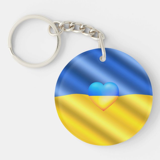 Ukraine - Support - Peace Freedom - Ukrainian Flag Keychain (Front)