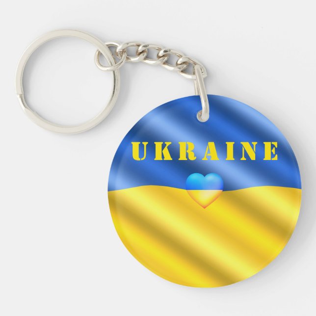 Ukraine - Support - Peace Freedom - Ukrainian Flag Keychain (Front)