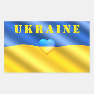 Ukraine - Support - Peace Freedom - Ukrainian Flag Rectangular Sticker