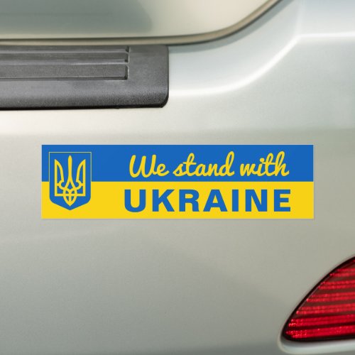 Ukraine Support Peace Trident Ukrainian Flag Bumper Sticker