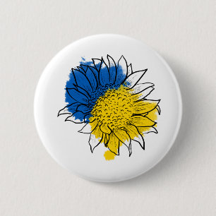 Ukraine Support Sunflower Button