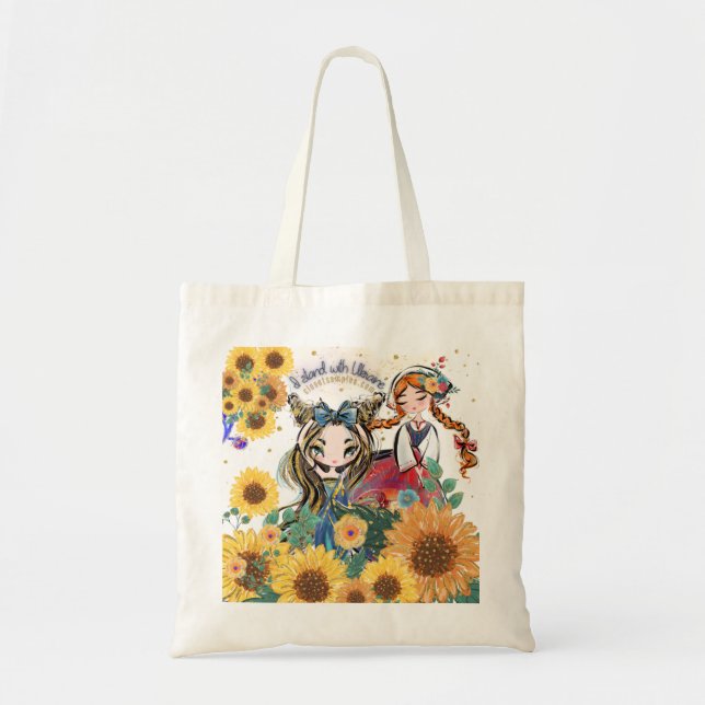 Ukraine Support Sunflower Girls Tote Bag (Front)
