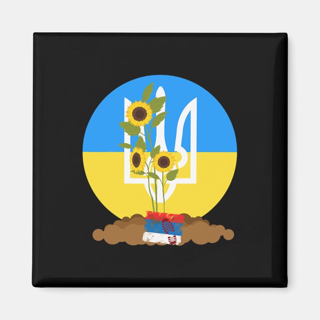 Ukraine Support Sunflower Seeds Stand With Ukraine Magnet (Front)