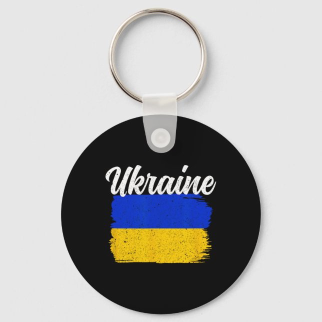Ukraine Support Ukraine Flag Freedom Solidarity  Keychain (Front)
