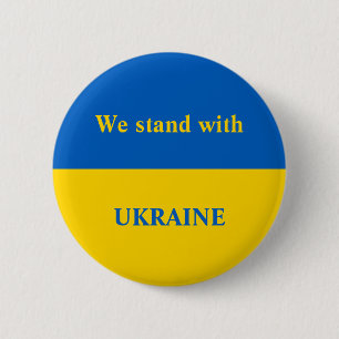 Ukraine support yellow blue flag button