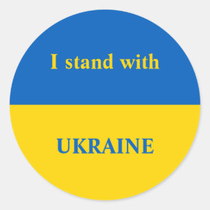 Ukraine support yellow blue flag classic round sticker