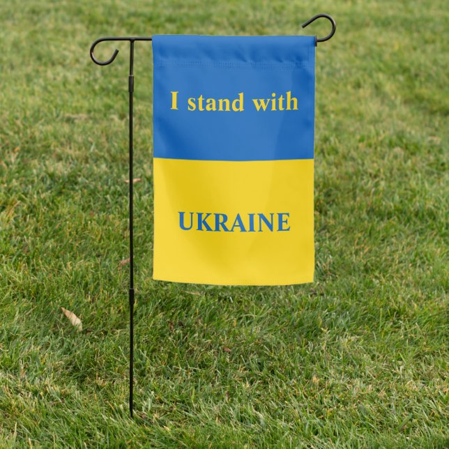 Ukraine support yellow blue garden flag (In SItu)