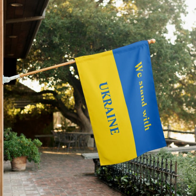 Ukraine support yellow blue house flag (In SItu)