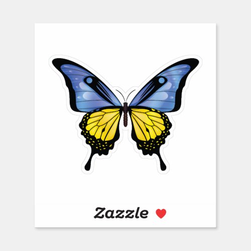 Ukraine Swallowtail Butterfly Flag Sticker