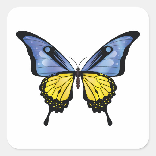 Ukraine Swallowtail Butterfly Flag Sticker (Front)