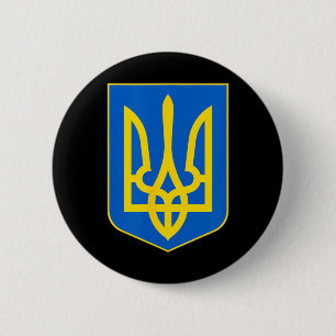 Ukraine Symbol Tryzub Patriotic Slava Ukraini Button