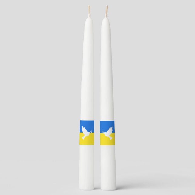 Ukraine Taper Candle Peace Dove Freedom (Front)