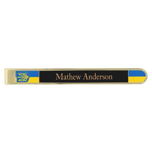 Ukraine Tie Bar  Name tag Ukrainian Flag