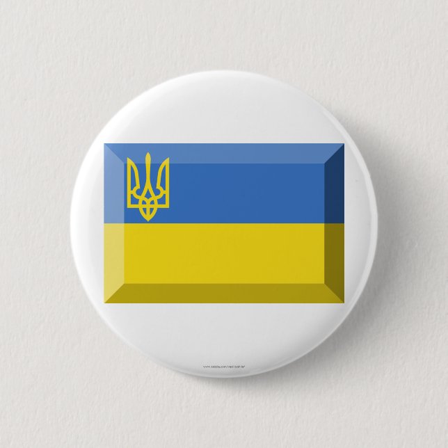 Ukraine Traditional Flag Jewel Pinback Button (Front)
