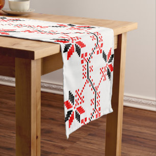 ukraine traditional folk motif ethnic geometric fl short table runner