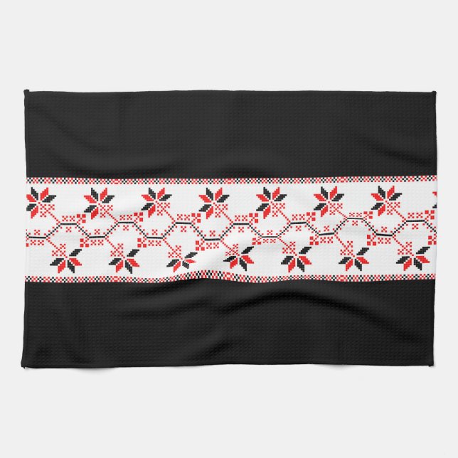ukraine traditional folk motif ethnic geometric fl towel (Horizontal)