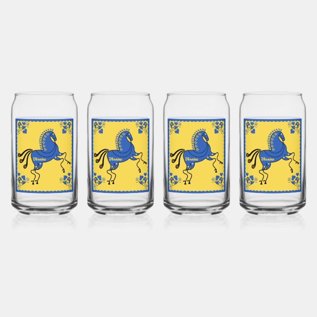 Ukraine Traditional Slavic Folk Art   Can Glass (Front)