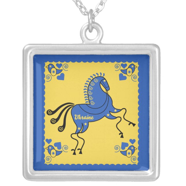 Ukraine Traditional Slavic Folk Art   Silver Plated Necklace (Front)