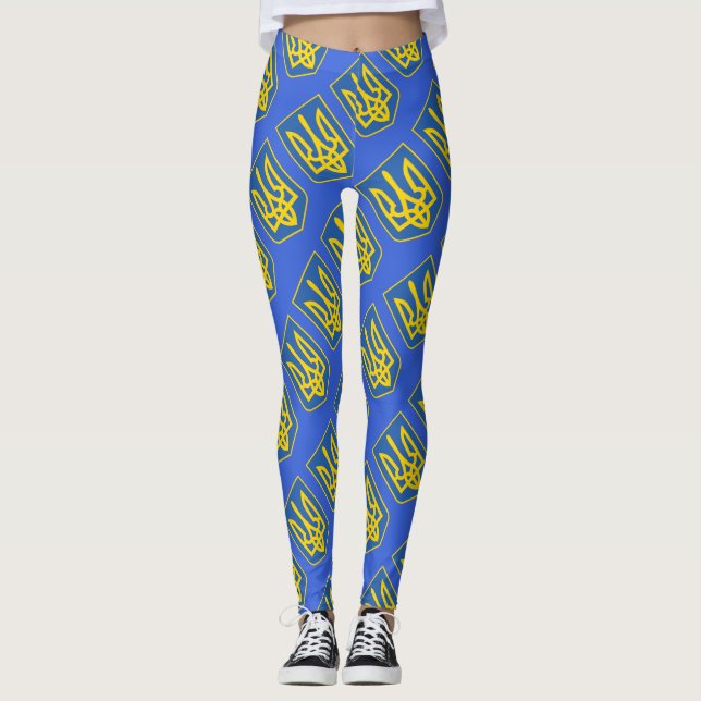 Ukraine Trident Flag Leggings (Front)