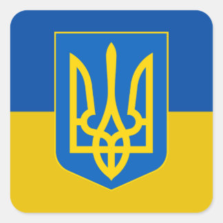 Ukraine Trident Flag Square Sticker