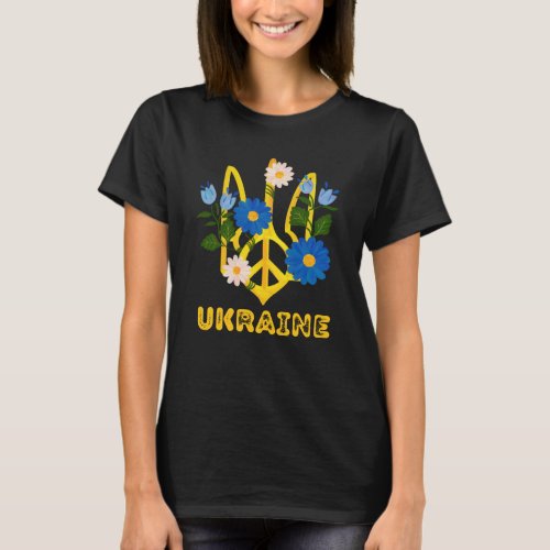 Ukraine Trident Flower Flag Ukrainian T_Shirt