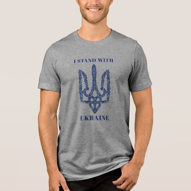 UKRAINE. Trident. I Stand With Ukraine.  Tri-Blend Shirt (Front)
