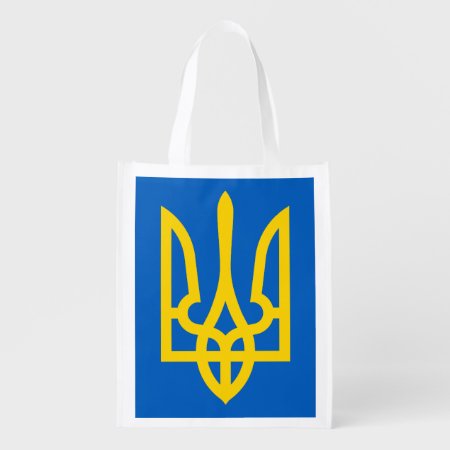 Ukraine Trident In Yellow On Blue Grocery Bag