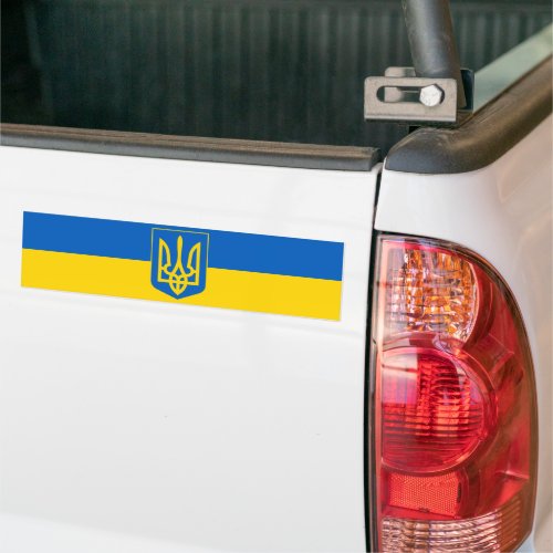 Ukraine Trident on Yellow and Blue Flag Bumper Sticker