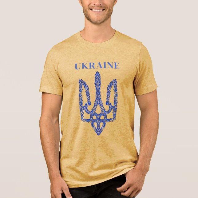 UKRAINE. Trident. Stand with Ukraine. T-Shirt Tri-Blend Shirt (Front)