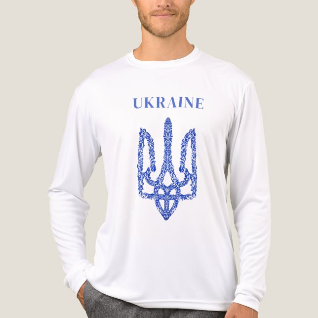 UKRAINE. Trident. Stand with Ukraine.  Tri-Blend Shirt (Front)
