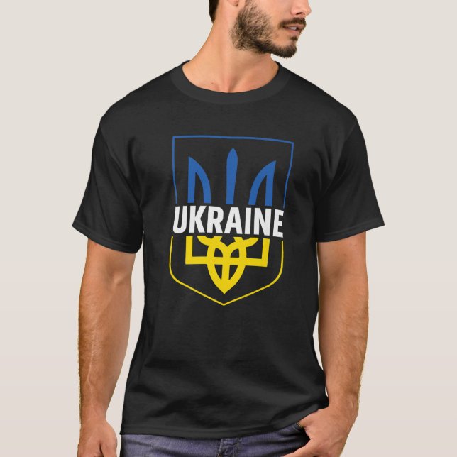 Ukraine Trident T Pride Coat Of Arms Ukrainian Try T-Shirt (Front)