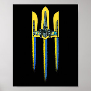 Ukraine Trident Tryzub Symbol Crest Ukrainian Logo Poster
