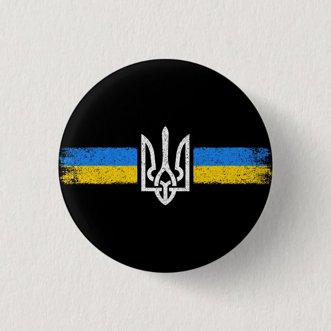 Ukraine Trident - Ukraine Flag Symbol Button (Front)