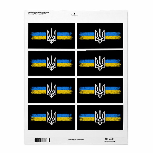 Ukraine Trident - Ukraine Flag Symbol Label (Full Sheet)