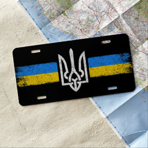 Ukraine Trident - Ukraine Flag Symbol License Plate