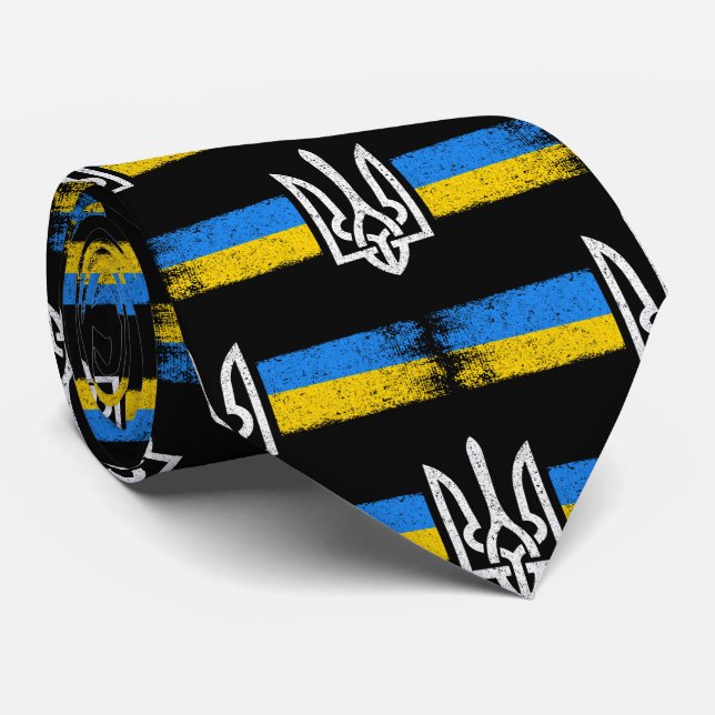 Ukraine Trident - Ukraine Flag Symbol Neck Tie (Rolled)