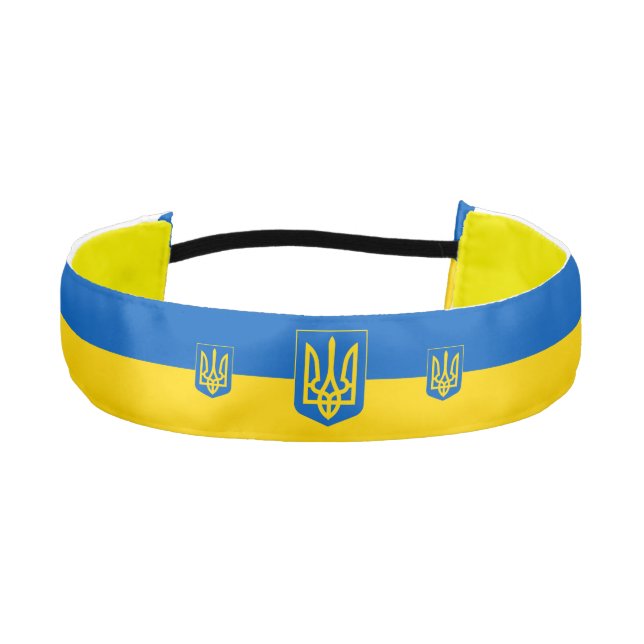 Ukraine, Tryzub, Ukrainian Flag / Coat of Arms  Athletic Headband (Front)