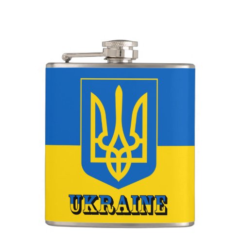Ukraine Tryzub Ukrainian Flag  Coat of Arms Flask