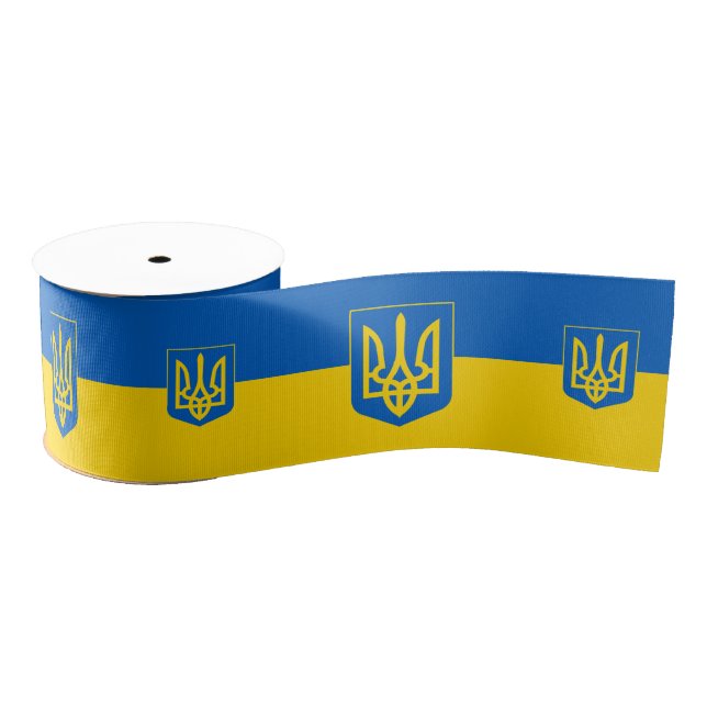 Ukraine, Tryzub, Ukrainian Flag / Coat of Arms Gro Grosgrain Ribbon (Spool)
