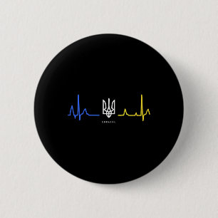 Ukraine Tryzub Ukrainian Flag Trident Zelensky Hea Button