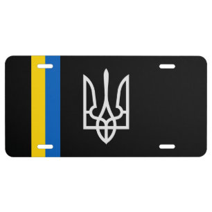 Ukraine Tryzub with national colour band License Plate