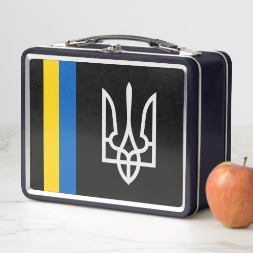 Ukraine Tryzub with national colour band Metal Lunch Box