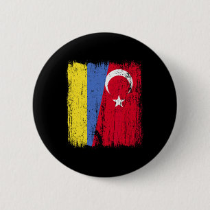 Ukraine Turkey Half Flag Turkiye Ukrainian Turkish Button