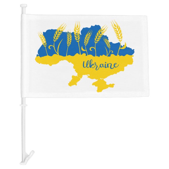 Ukraine typography and wheat ear on Ukrainian flag (Front)