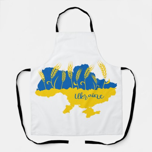 Ukraine typography and wheat ear on Ukrainian flag Apron