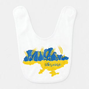 Ukraine typography and wheat ear on Ukrainian flag Baby Bib