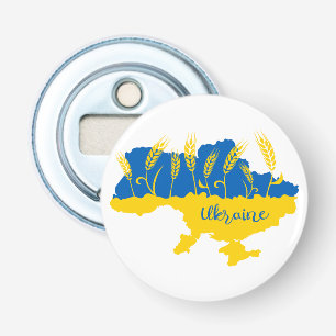 Ukraine typography and wheat ear on Ukrainian flag Bottle Opener