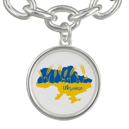 Ukraine typography and wheat ear on Ukrainian flag Bracelet