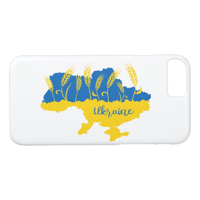 Ukraine typography and wheat ear on Ukrainian flag Case-Mate iPhone Case (Back (Horizontal))