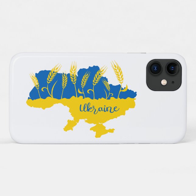 Ukraine typography and wheat ear on Ukrainian flag Case-Mate iPhone Case (Back (Horizontal))